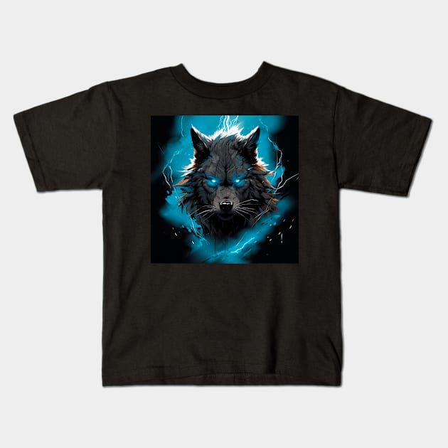 Black Lighting Wolf Kids T-Shirt by Fatal_Des